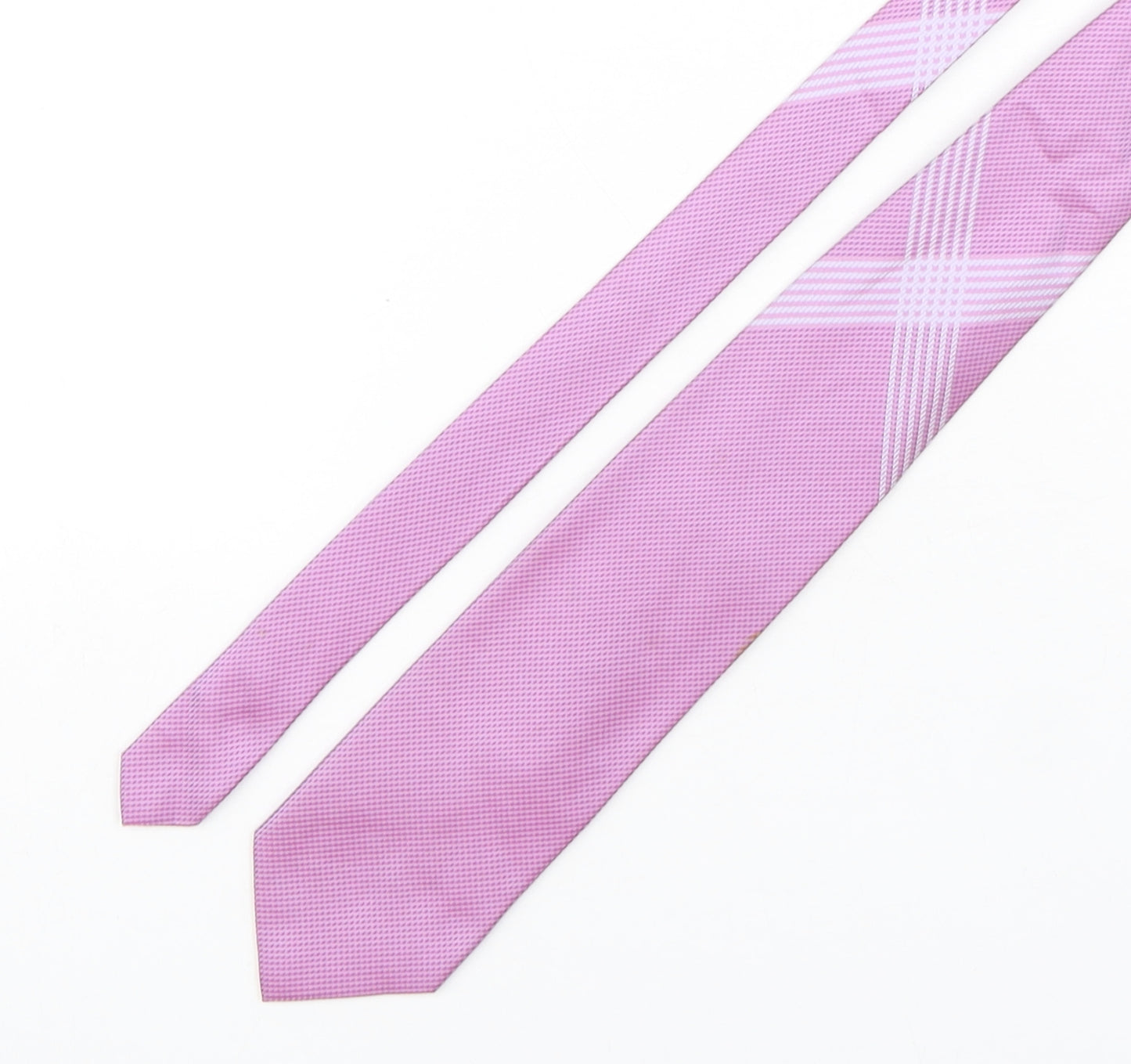 Daniel Hechter  Mens Pink Plaids & Checks Silk Pointed Tie One Size