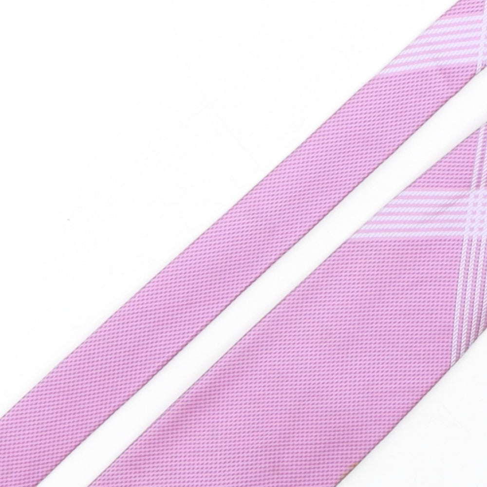 Daniel Hechter  Mens Pink Plaids & Checks Silk Pointed Tie One Size