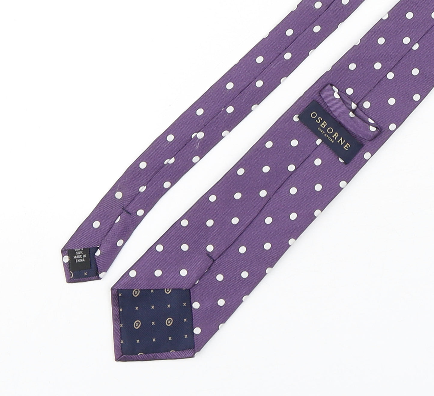Osborne  Mens Purple Polka Dot Silk Pointed Tie One Size