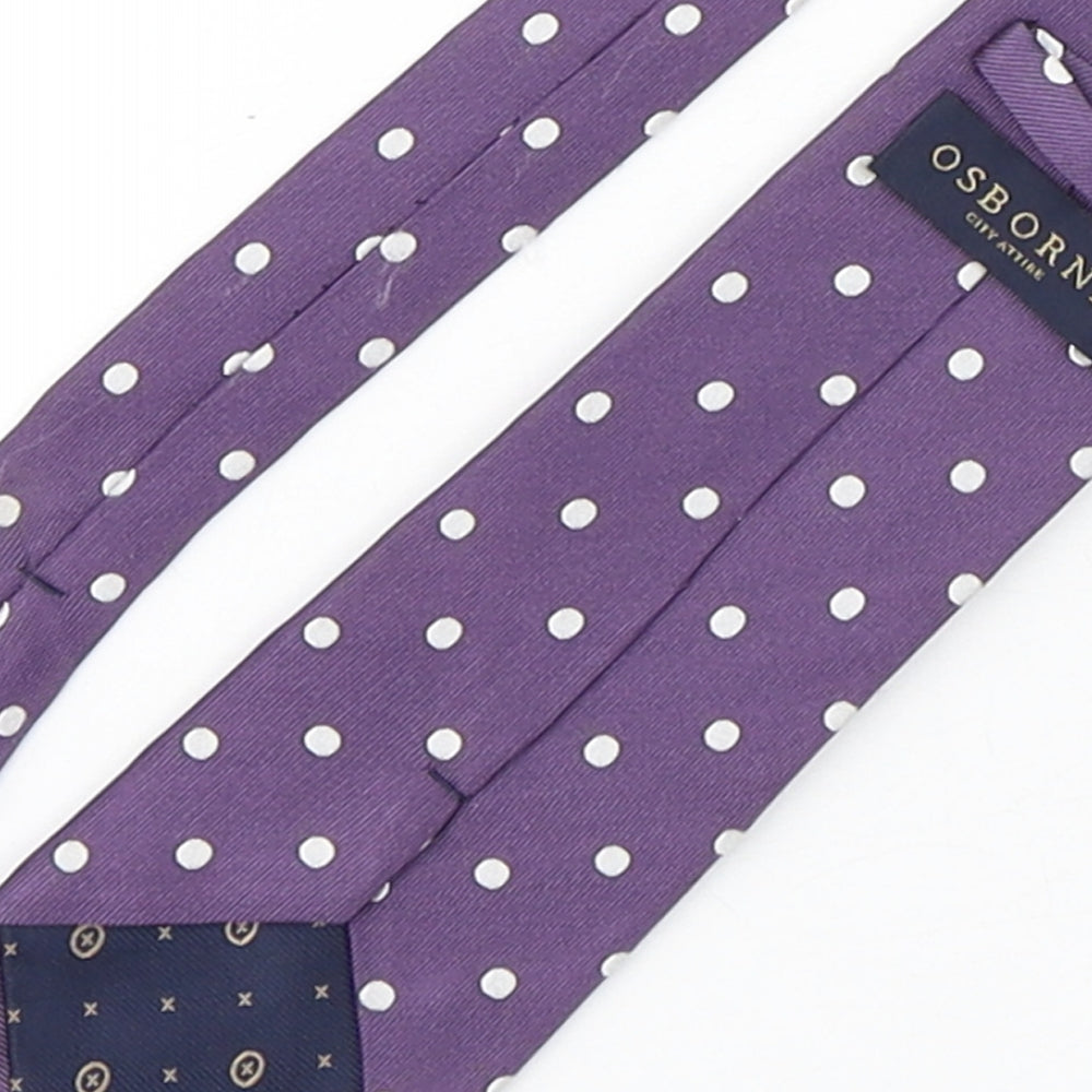 Osborne  Mens Purple Polka Dot Silk Pointed Tie One Size