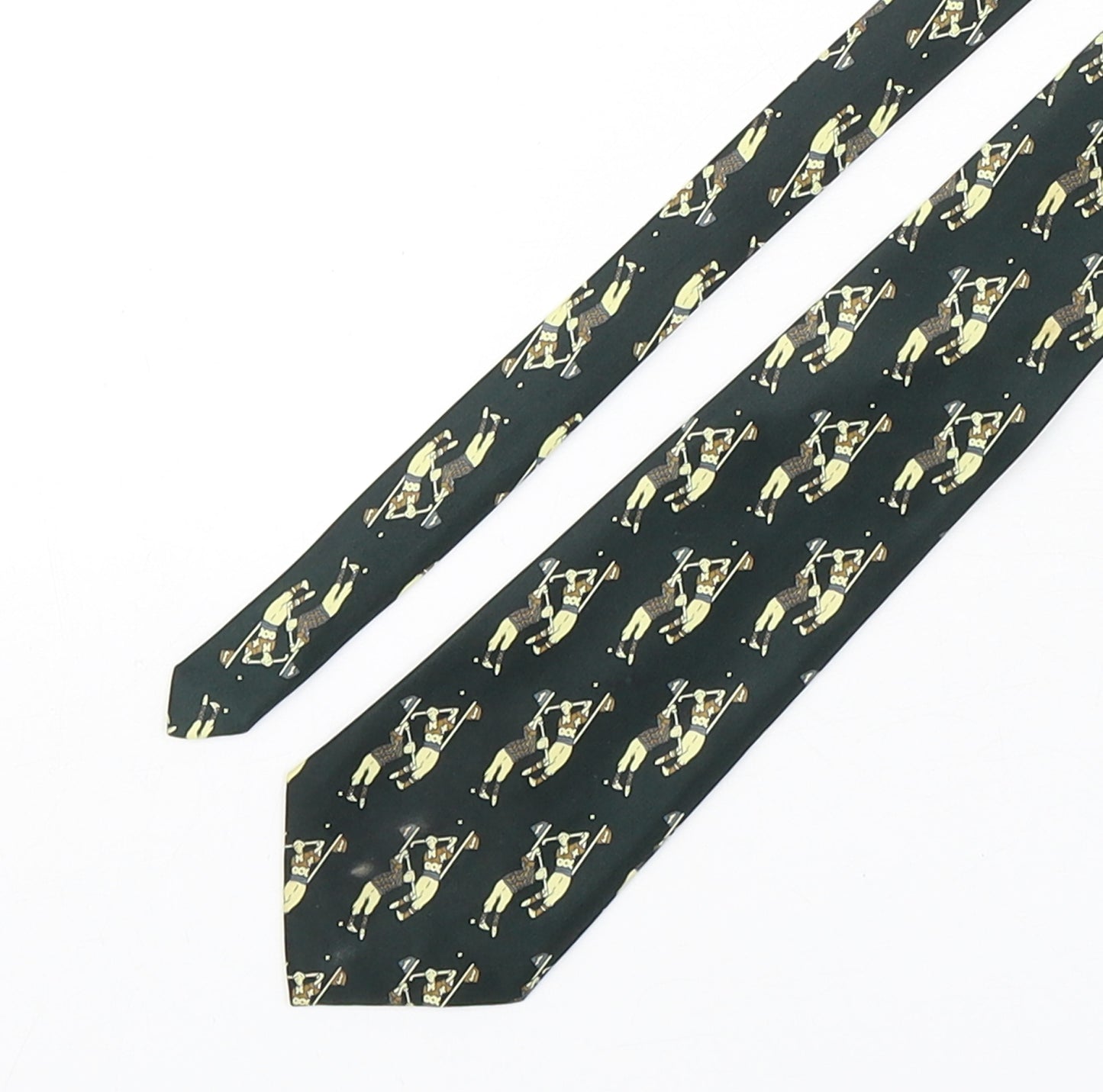 Mercedes Mens Multicoloured Geometric Silk Pointed Tie One Size - Golf