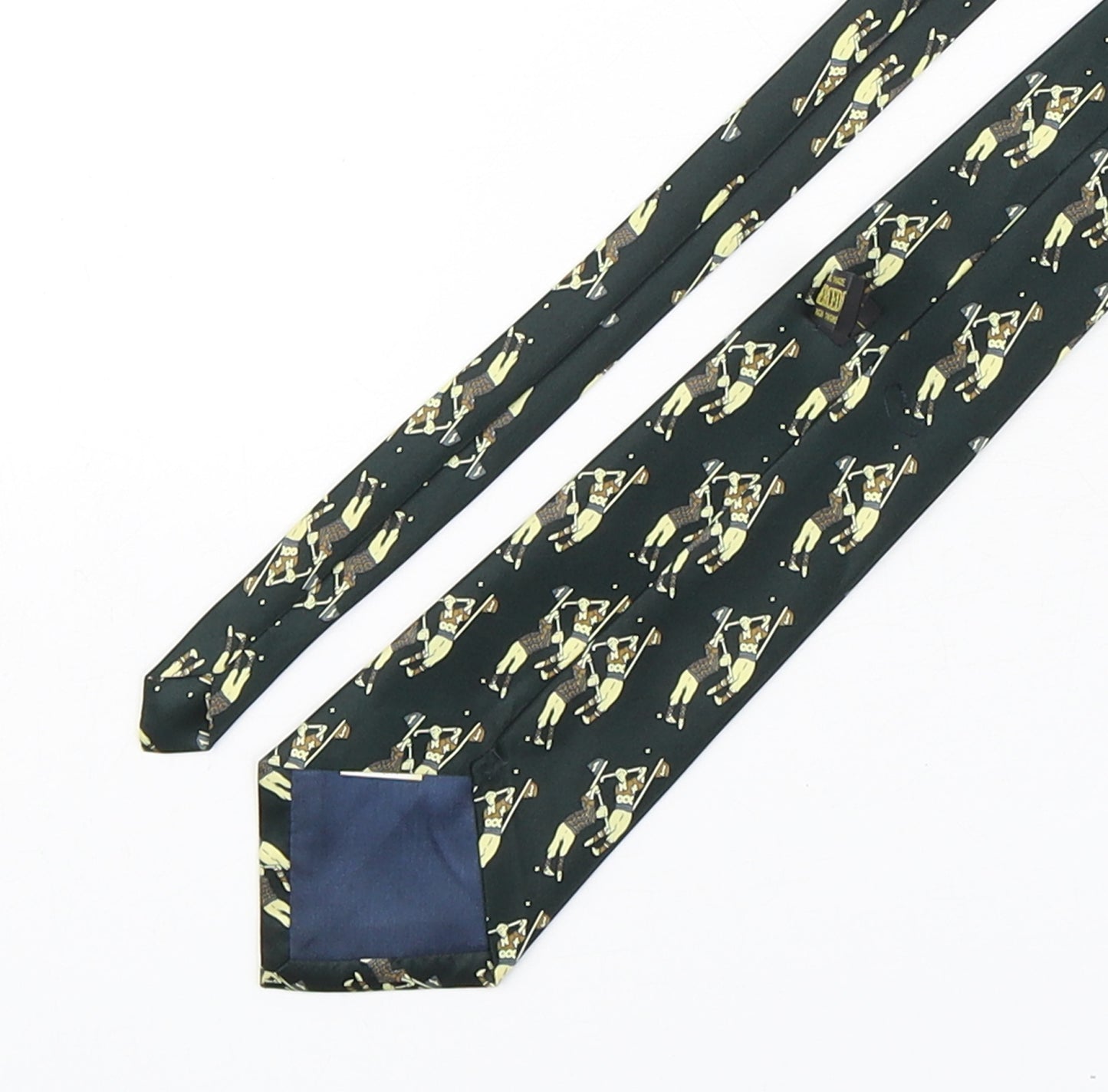 Mercedes Mens Multicoloured Geometric Silk Pointed Tie One Size - Golf