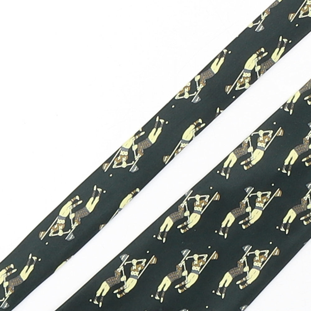 Mercedes Mens Multicoloured Geometric Silk Pointed Tie One Size - Golf