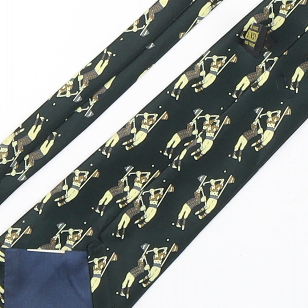 Mercedes Mens Multicoloured Geometric Silk Pointed Tie One Size - Golf
