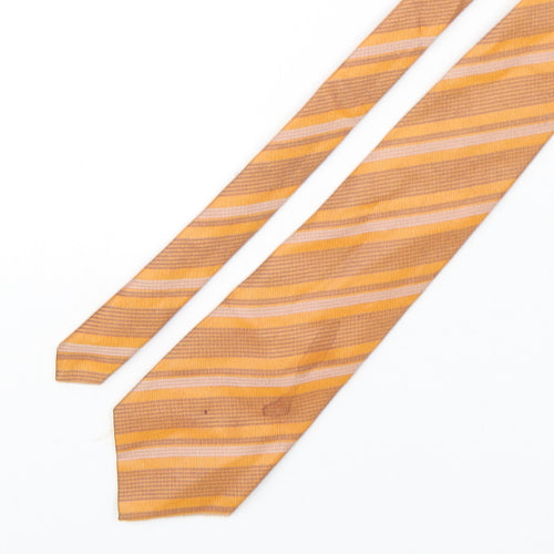 alpi Mens Orange Striped Silk Pointed Tie One Size