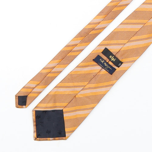 alpi Mens Orange Striped Silk Pointed Tie One Size