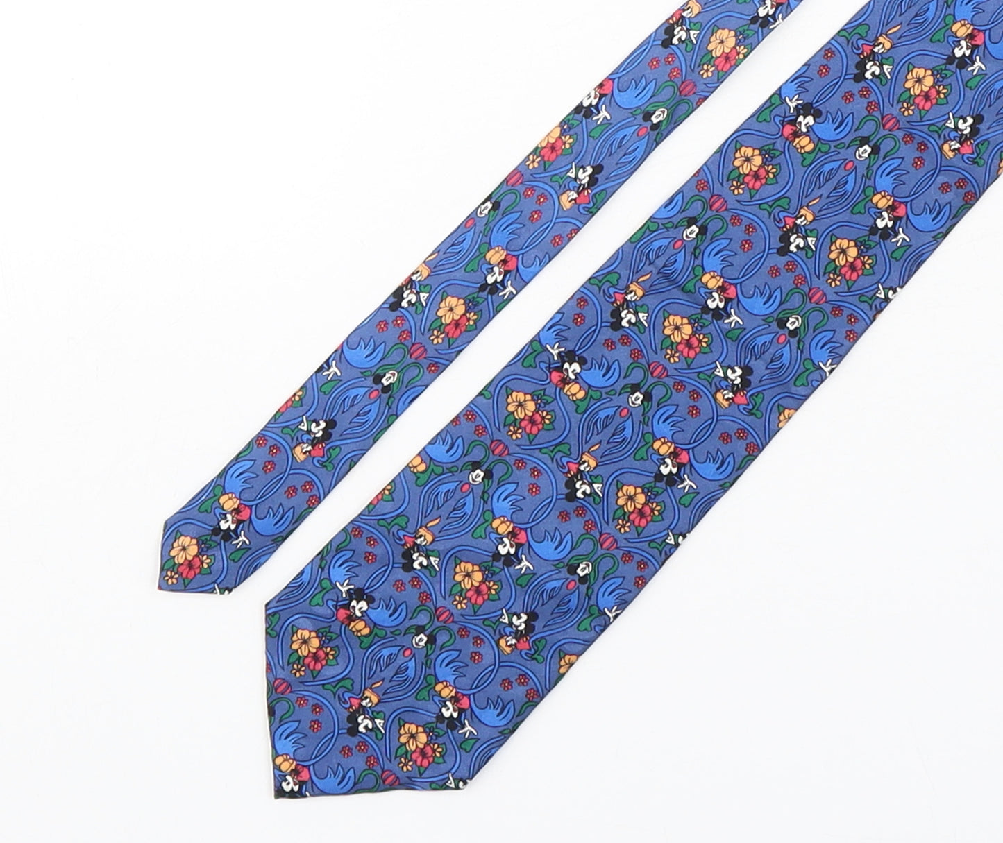 The Disney Store Mens Multicoloured Floral Silk Pointed Tie One Size - Mickey Mouse