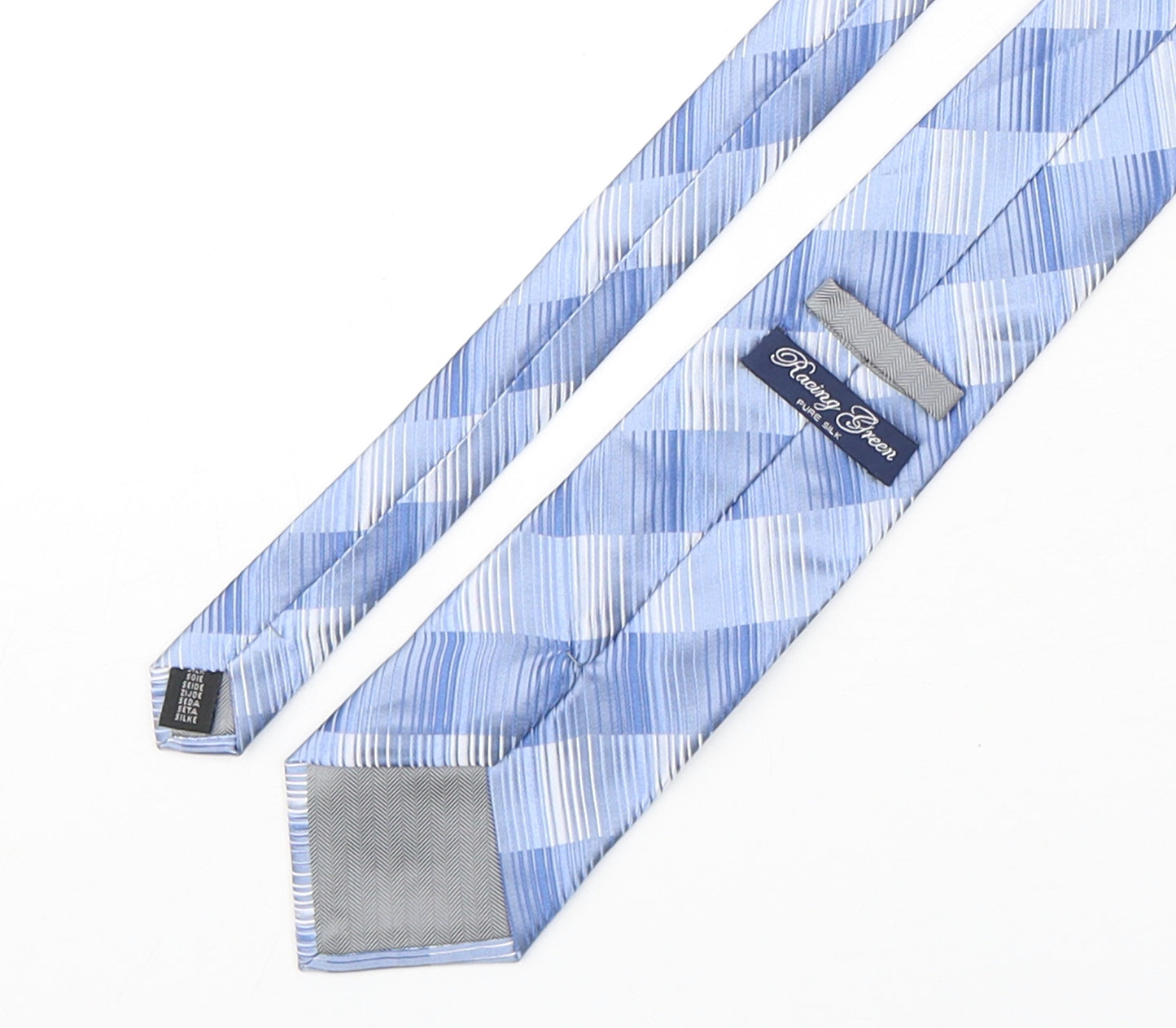 Racing Green  Mens Blue Striped Silk Pointed Tie One Size