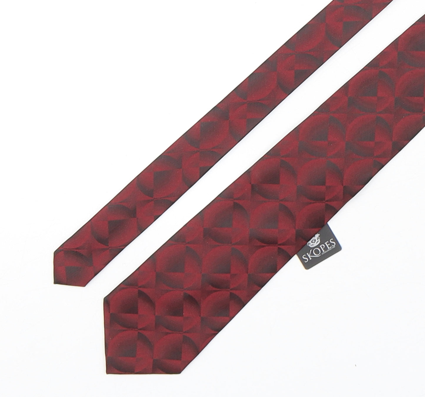 Skopes Mens Red Geometric Polyester Pointed Tie One Size