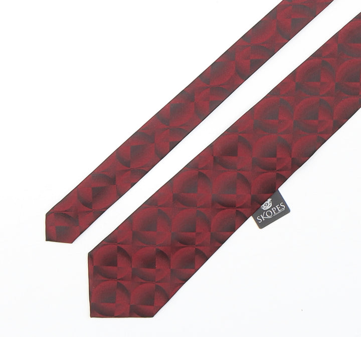 Skopes Mens Red Geometric Polyester Pointed Tie One Size