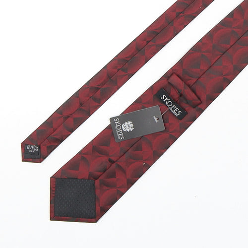 Skopes Mens Red Geometric Polyester Pointed Tie One Size