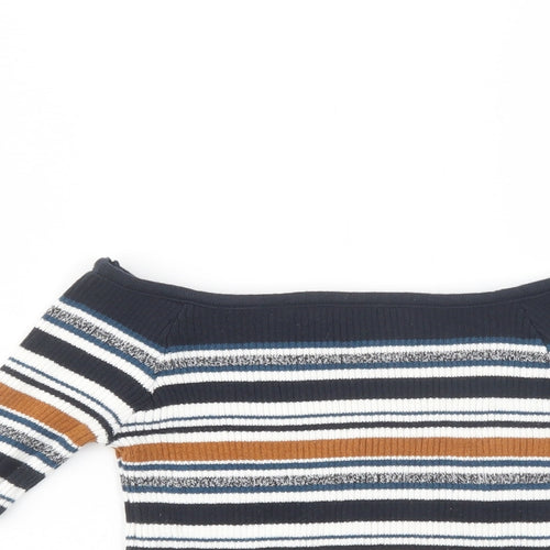 Atmosphere Womens Multicoloured Striped Cotton Basic Blouse Size 6 Off the Shoulder