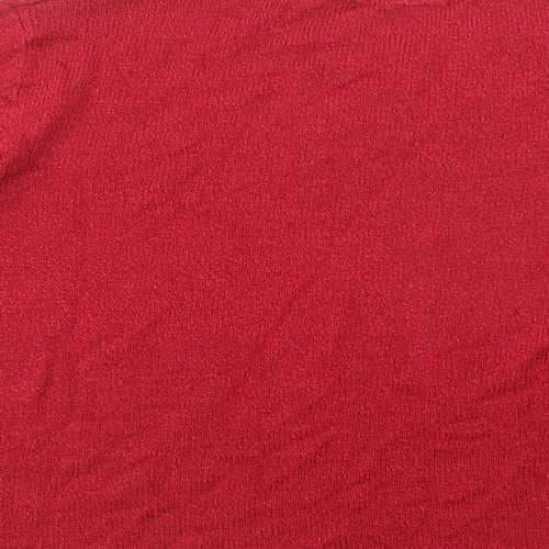 Bonmarché Womens Red V-Neck  Acrylic Pullover Jumper Size M
