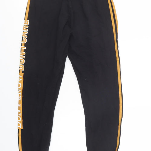 Select Womens Black  Cotton Jogger Trousers Size 8 L27 in Regular Drawstring