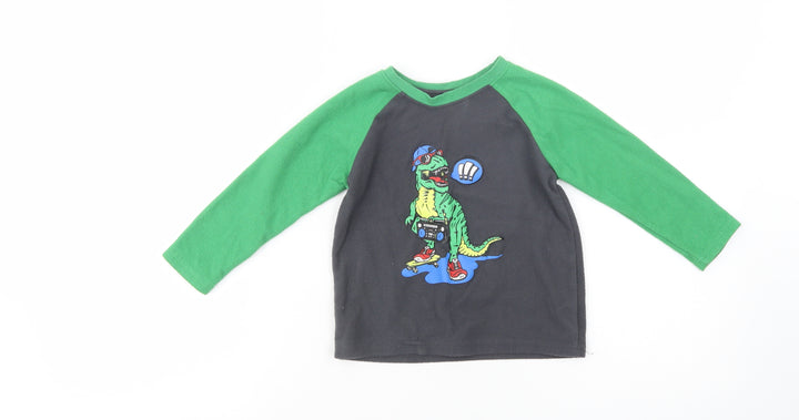 Primark Baby Grey Colourblock Polyester Pullover Jumper Size 18-24 Months Pullover - Dino