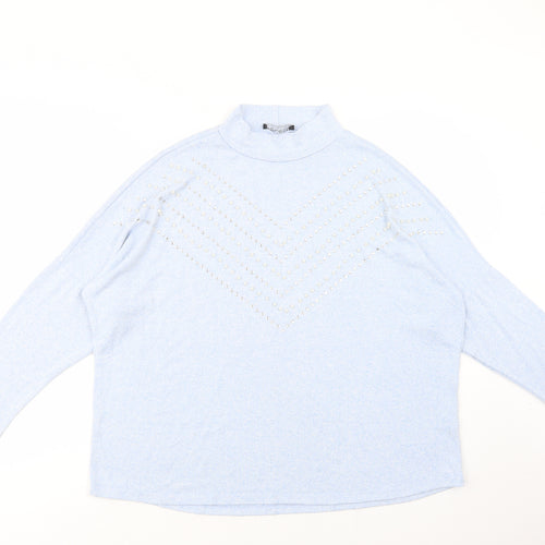 Select Womens Blue High Neck  Viscose Pullover Jumper Size L