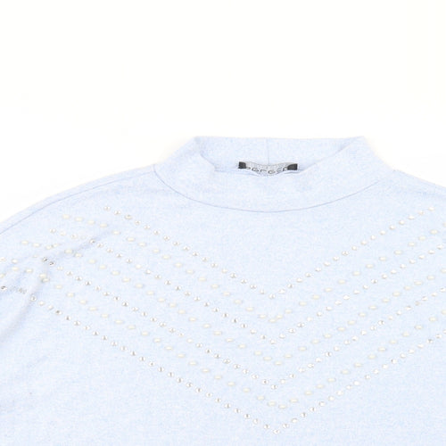 Select Womens Blue High Neck  Viscose Pullover Jumper Size L