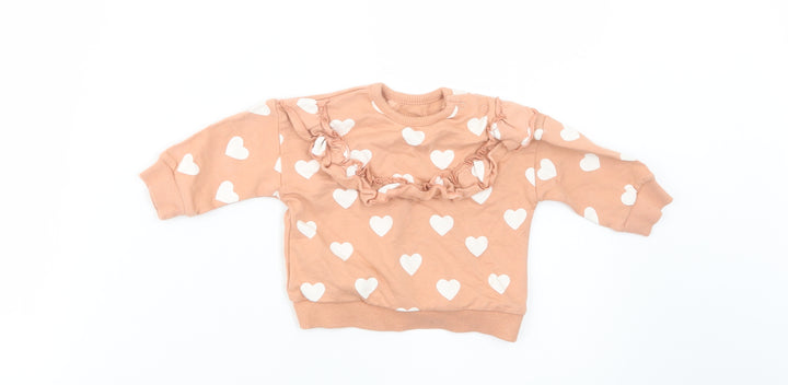 George Baby Pink Geometric Cotton Pullover Jumper Size 3-6 Months Snap - Heart Print