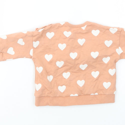 George Baby Pink Geometric Cotton Pullover Jumper Size 3-6 Months  Snap - Heart Print