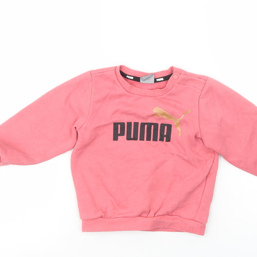 PUMA Baby Pink  Cotton Pullover Jumper Size 12-18 Months  Snap