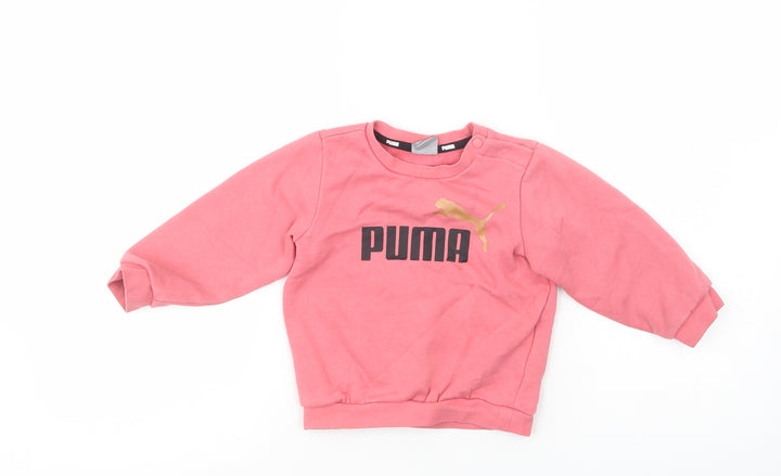 PUMA Baby Pink  Cotton Pullover Jumper Size 12-18 Months  Snap