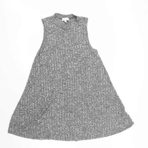 Apricot Womens Grey Mock Neck  Viscose Tunic Jumper Size 10