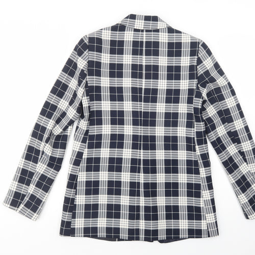 Primark Womens Blue Plaid  Jacket Blazer Size 6  Button