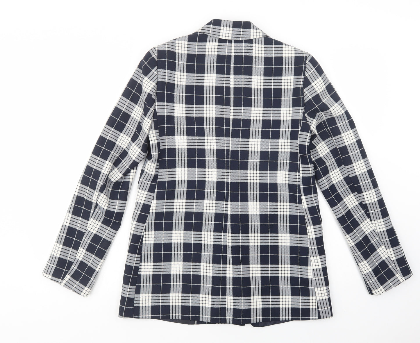 Primark Womens Blue Plaid  Jacket Blazer Size 6  Button