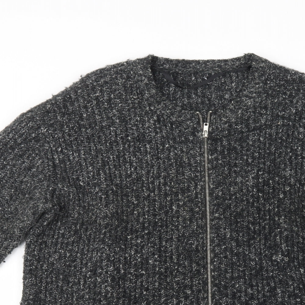 Atmosphere Womens Grey Crew Neck  Acrylic Full Zip Jumper Size 16