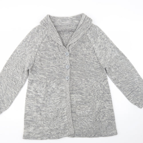 Heart & Soul Womens Grey Collared  Acrylic Cardigan Jumper Size L