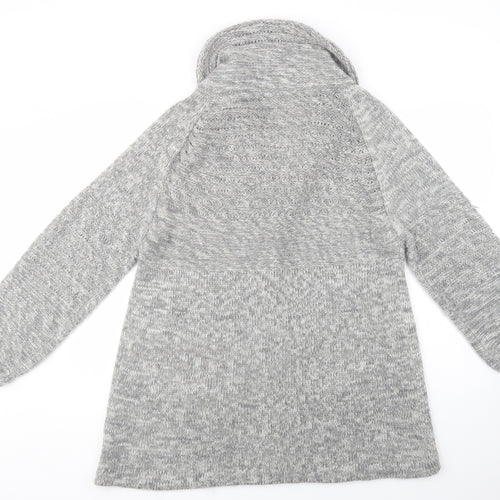 Heart & Soul Womens Grey Collared  Acrylic Cardigan Jumper Size L