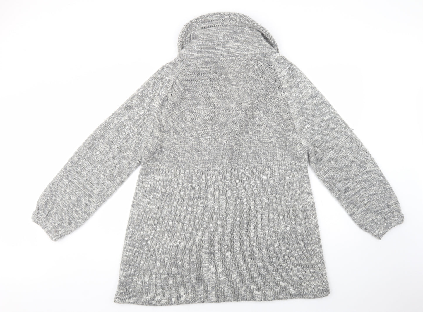 Heart & Soul Womens Grey Collared  Acrylic Cardigan Jumper Size L