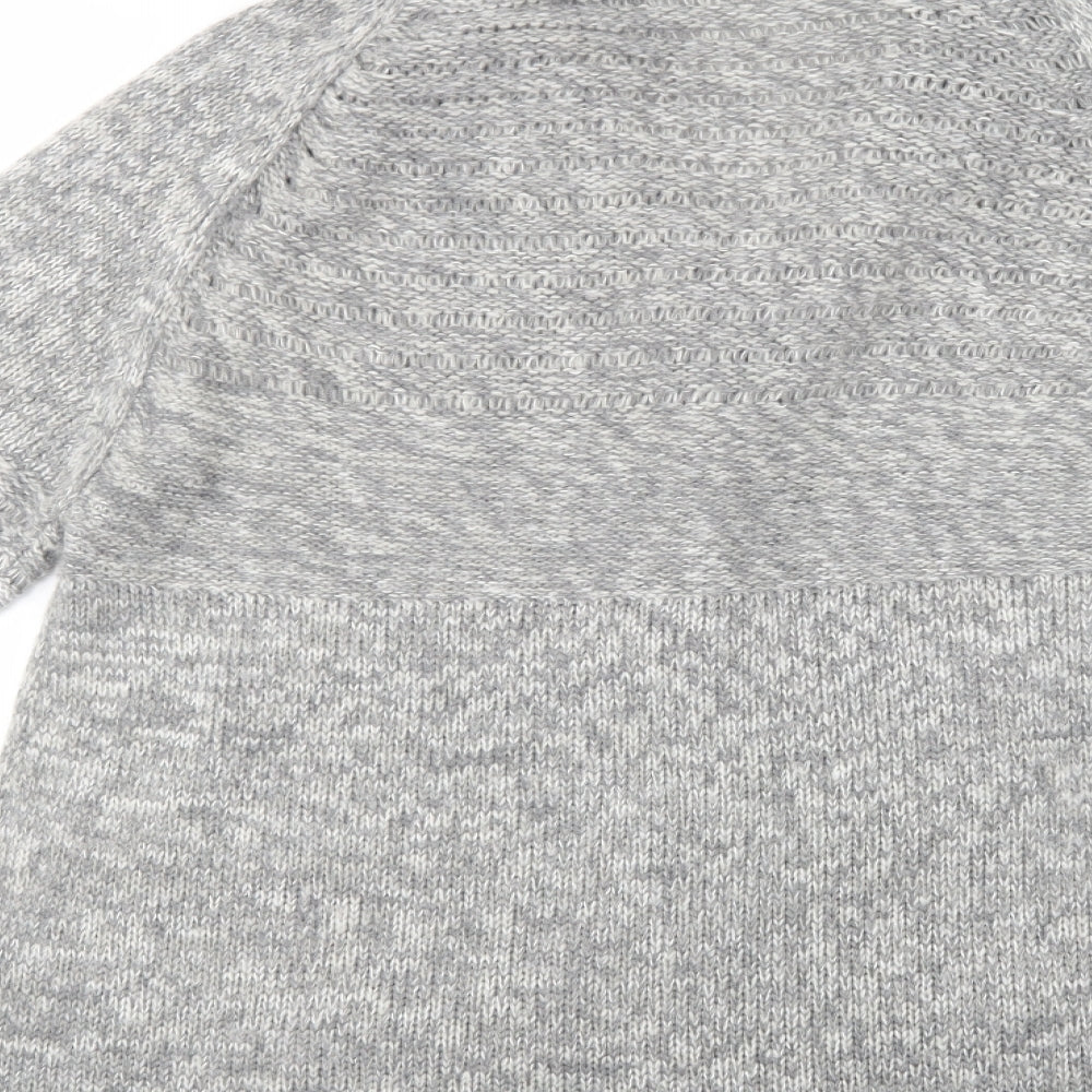 Heart & Soul Womens Grey Collared  Acrylic Cardigan Jumper Size L