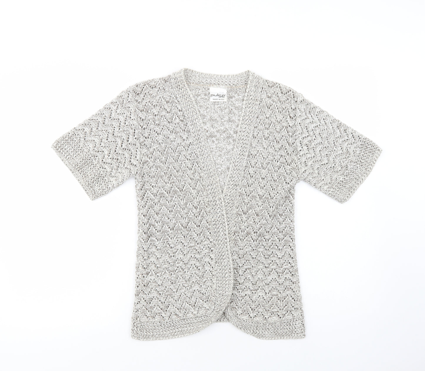 Pulse Womens Beige V-Neck  Acrylic Cardigan Jumper Size S