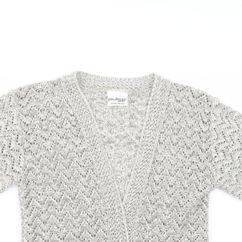 Pulse Womens Beige V-Neck  Acrylic Cardigan Jumper Size S