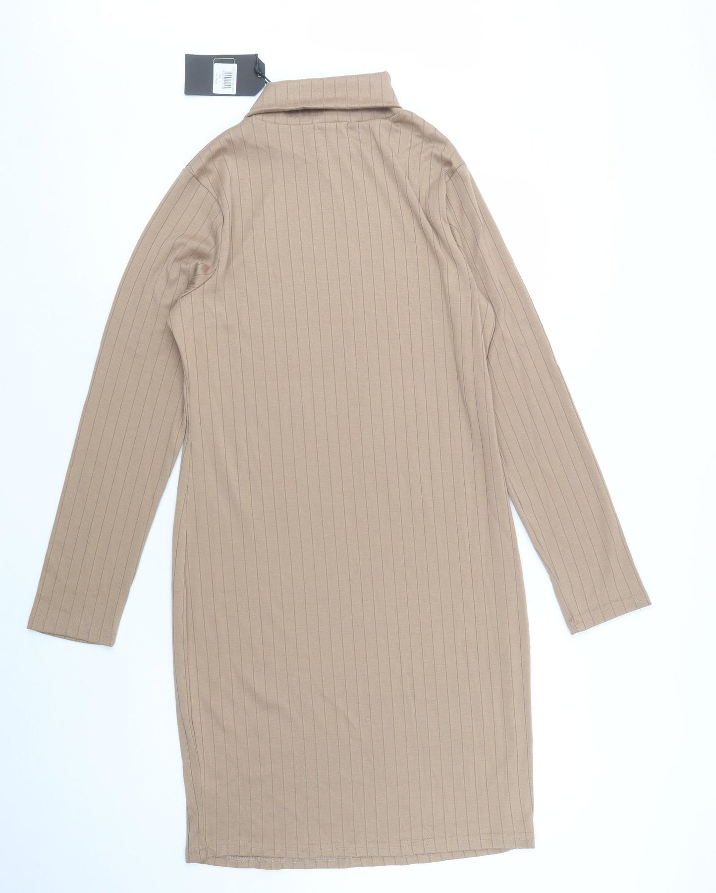 Brave Soul Womens Beige  Cotton Jumper Dress  Size L  Roll Neck Pullover