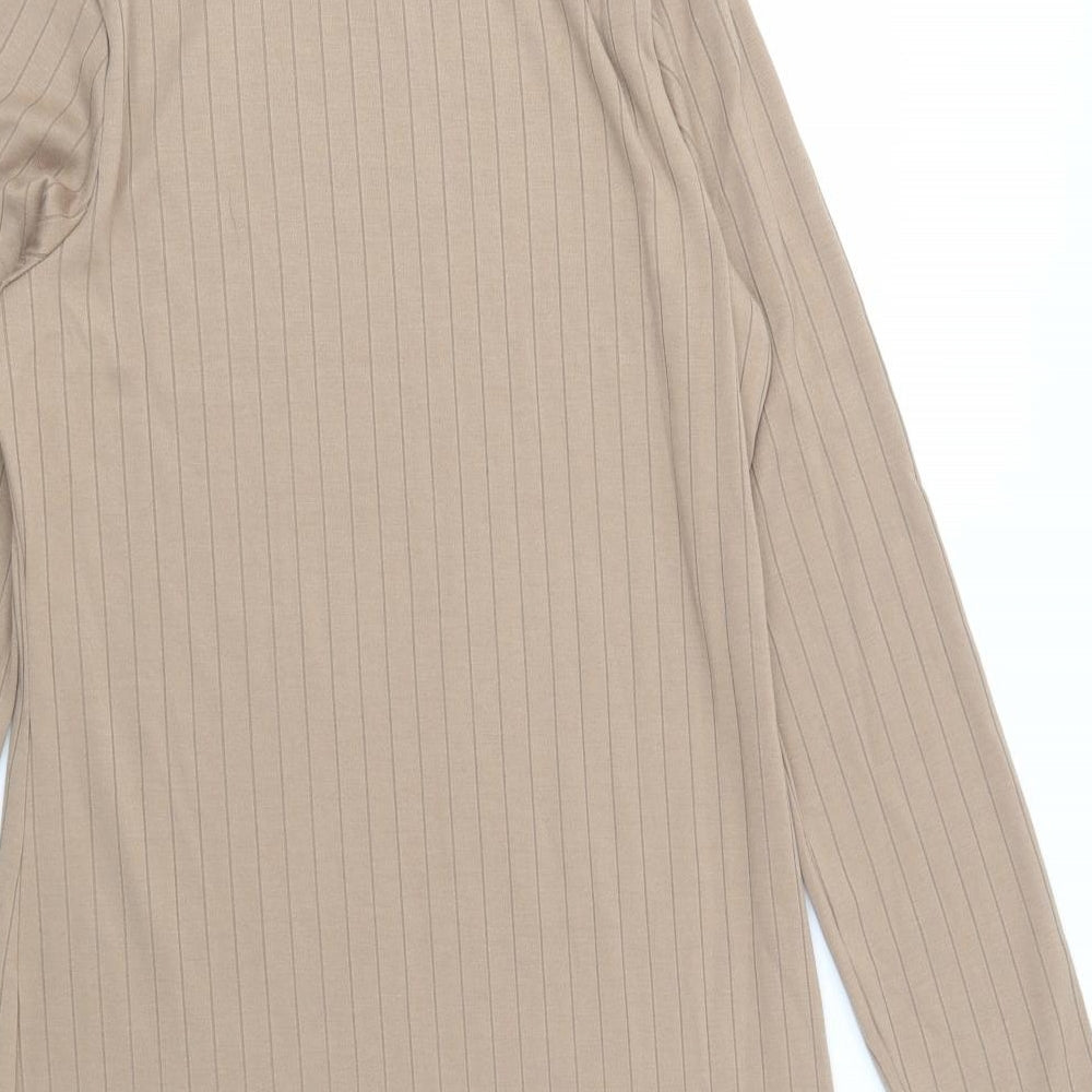 Brave Soul Womens Beige  Cotton Jumper Dress  Size L  Roll Neck Pullover