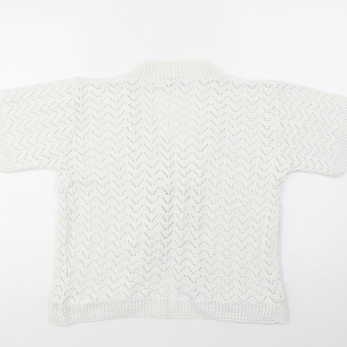 Etiquette London Womens White V-Neck  Acrylic Cardigan Jumper Size S