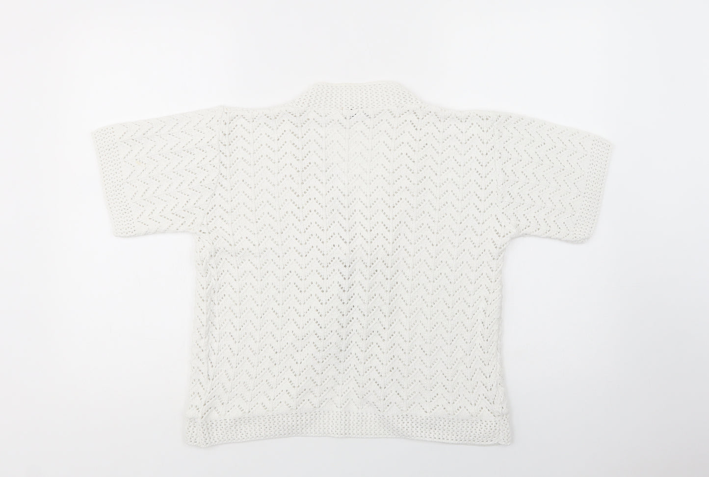 Etiquette London Womens White V-Neck  Acrylic Cardigan Jumper Size S