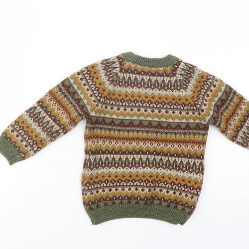 TU Boys Multicoloured Crew Neck Fair Isle Acrylic Pullover Jumper Size 2-3 Years  Pullover