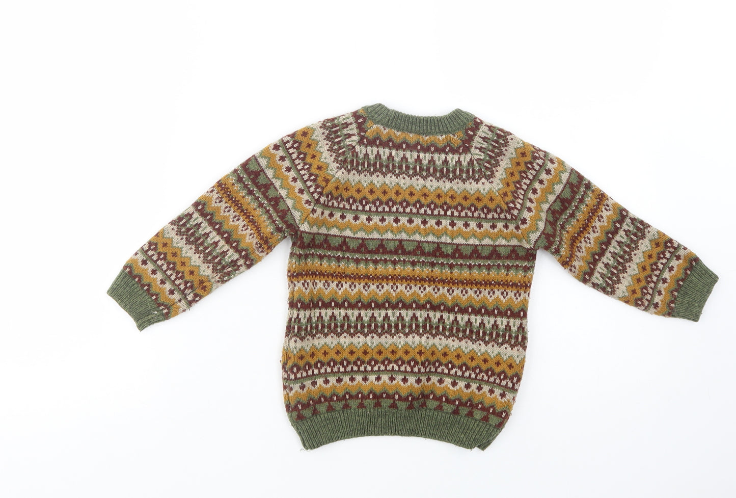 TU Boys Multicoloured Crew Neck Fair Isle Acrylic Pullover Jumper Size 2-3 Years  Pullover