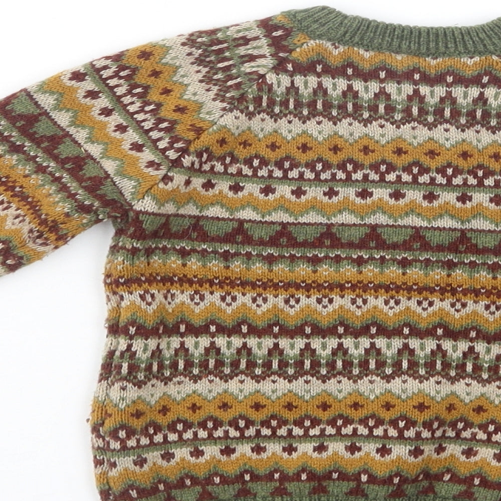 TU Boys Multicoloured Crew Neck Fair Isle Acrylic Pullover Jumper Size 2-3 Years  Pullover