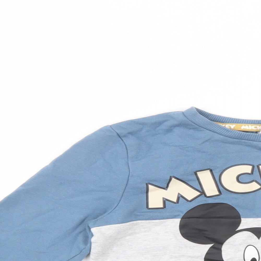 George Girls Blue Colourblock Cotton Pullover Sweatshirt Size 4-5 Years  Pullover - Mickey Mouse