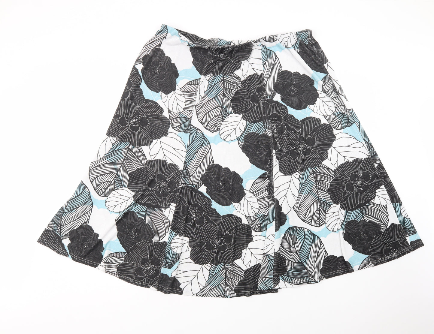 JD Williams Womens Black Floral Polyester A-Line Skirt Size 24