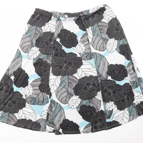 JD Williams Womens Black Floral Polyester A-Line Skirt Size 24