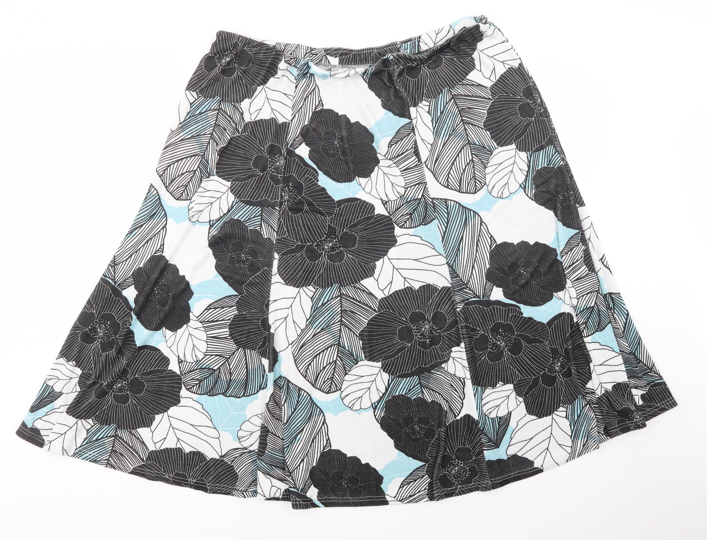 JD Williams Womens Black Floral Polyester A-Line Skirt Size 24