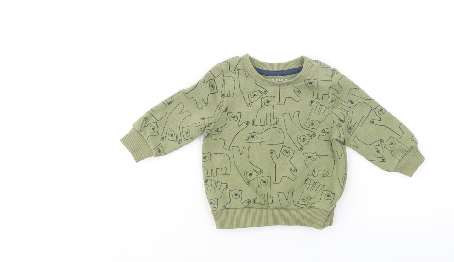 Primark Baby Green Geometric Cotton Pullover Jumper Size 3-6 Months  Pullover - Bear Print