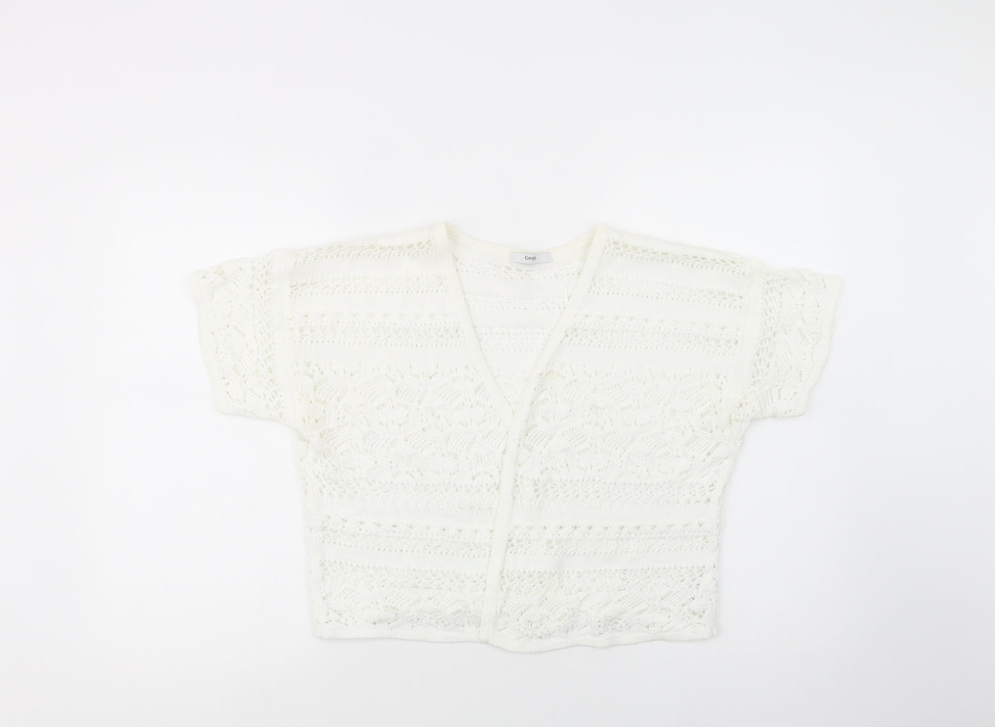 George Womens White V-Neck  Cotton Cardigan Jumper Size 20