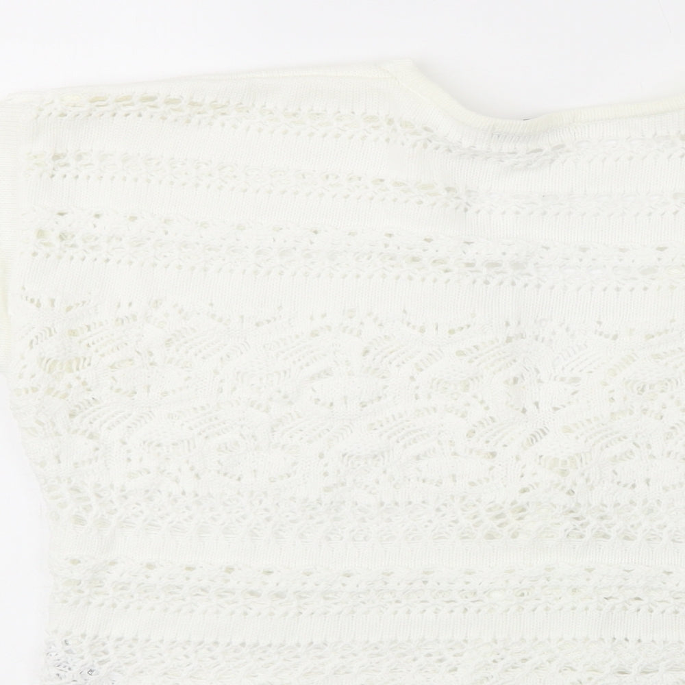 George Womens White V-Neck  Cotton Cardigan Jumper Size 20