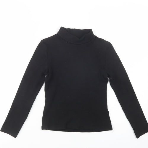 Matalan Girls Black  Cotton Basic Blouse Size 9 Years Roll Neck Pullover